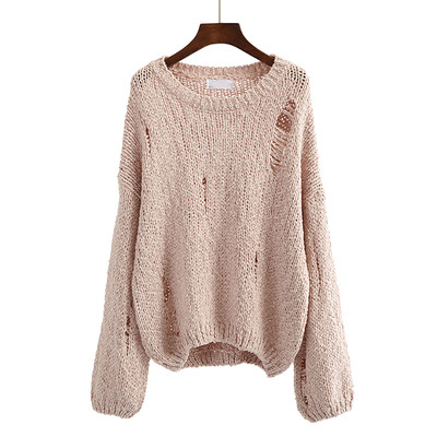 Зимен дамски пуловер с О-образно деколте в три цвята