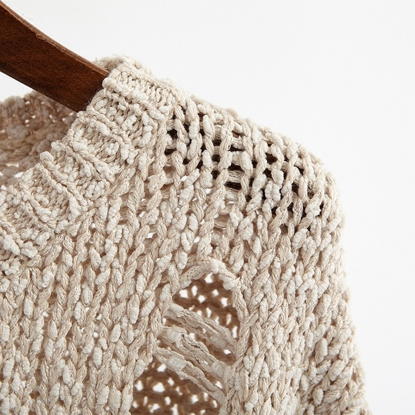 Зимен дамски пуловер с О-образно деколте в три цвята