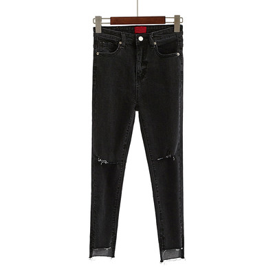 Κυρίες λεπτό τζιν σε τέσσερα χρώματα με υψηλή μέση και σχισμένο