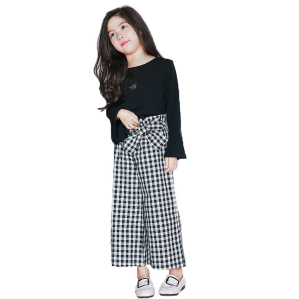 Μοντέρνα παιδικά παντελόνια για κορίτσια με υψηλή μέση και κορδέλα