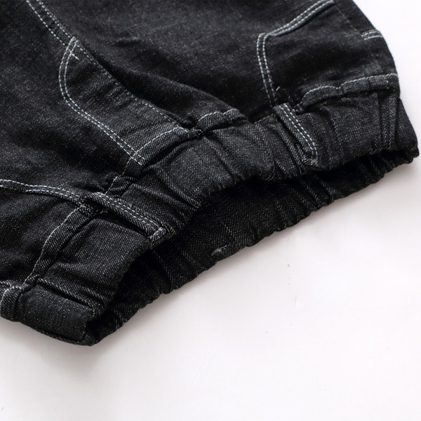 Детски ежедневен дънков клин за момичета с пухче и сладка декорациика меченце