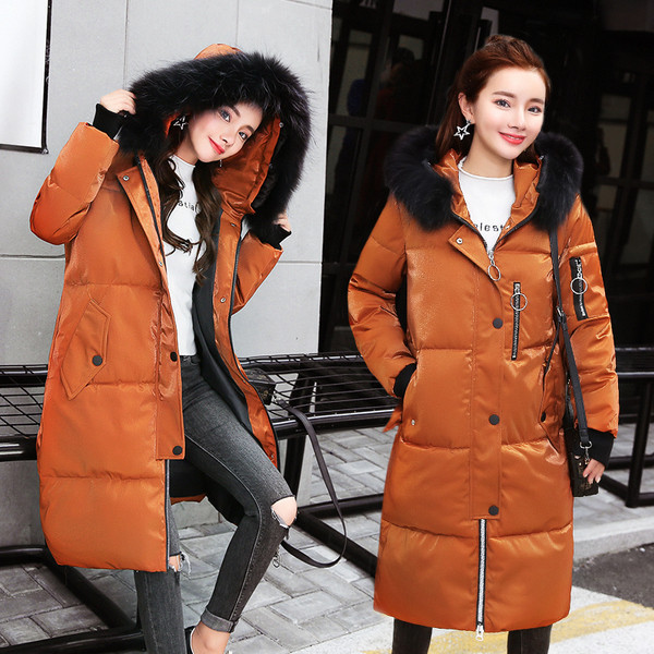 Χειμερινό μακρύ μακρύ μπουφάν για κυρίες με μαλακή γούνα και απαλή κουκούλα