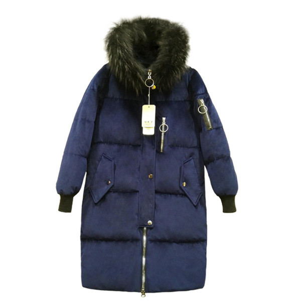 Χειμερινό μακρύ μακρύ μπουφάν για κυρίες με μαλακή γούνα και απαλή κουκούλα