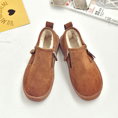 Περιστασιακές ζεστές γυναικείες μπότες με επίπεδη σόλα σε τρία χρώματα φερμουάρ