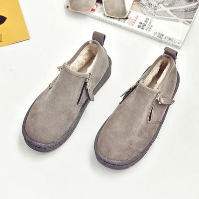 Περιστασιακές ζεστές γυναικείες μπότες με επίπεδη σόλα σε τρία χρώματα φερμουάρ