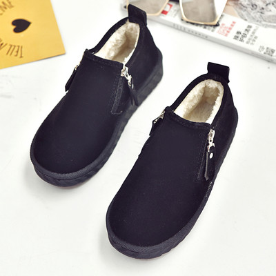 Περιστασιακές ζεστές γυναικείες μπότες με επίπεδη σόλα σε τρία χρώματα φερμουάρ