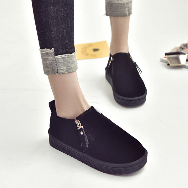 Περιστασιακές ζεστές γυναικείες μπότες με επίπεδη σόλα σε τρία χρώματα φερμουάρ