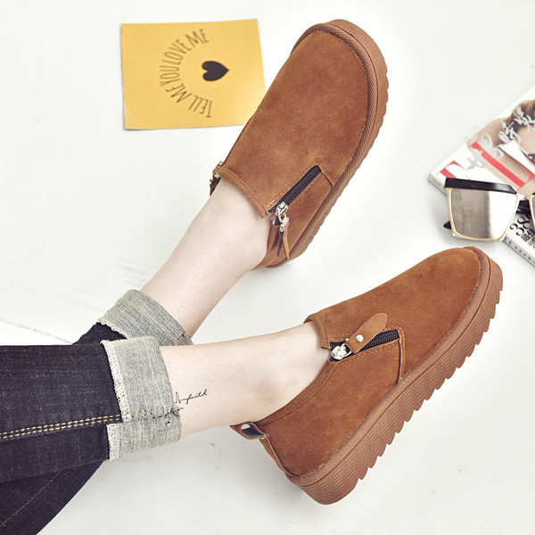 Περιστασιακές ζεστές γυναικείες μπότες με επίπεδη σόλα σε τρία χρώματα φερμουάρ