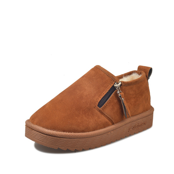 Περιστασιακές ζεστές γυναικείες μπότες με επίπεδη σόλα σε τρία χρώματα φερμουάρ