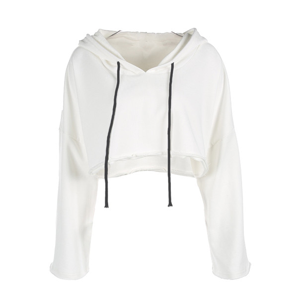 Скъсена дамска блуза в широк модел с качулка в черен и бял цвят