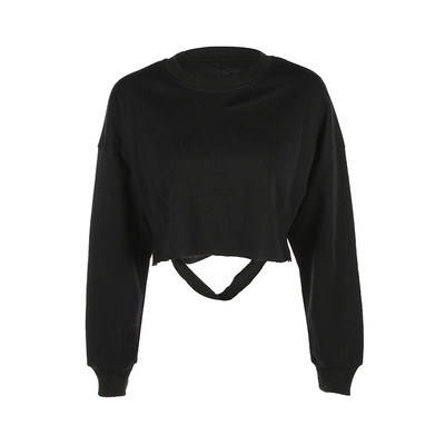 Скъсена ежедневна дамска блуза - накъсана, в свободен стил