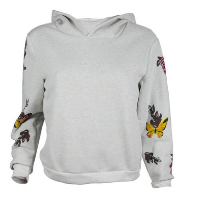 Ежедневен есенно-зимен дамски суичър с качулка и красива бродерия по ръкавите в четири цвята