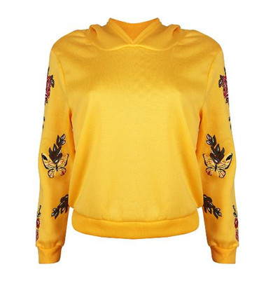 Ежедневен есенно-зимен дамски суичър с качулка и красива бродерия по ръкавите в четири цвята