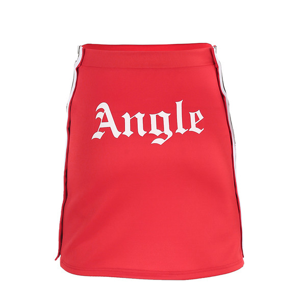 Σπορ-κομψή φούστα κυρίες με επιγραφή, σε δύο χρώματα