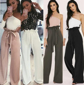 Модерен и елегантен дамски панталон с висока талия и коланче с широки крачоли в четири цвята