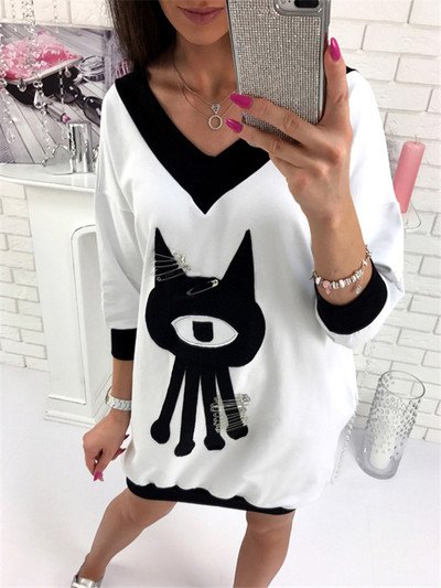 Γυναικεία μπλουζάκια ελεύθερου στιλ με V-λαιμό και τετράχρωμο μαντήλι