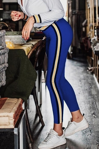 Дамски спортен клин в син цвят с цветни ленти