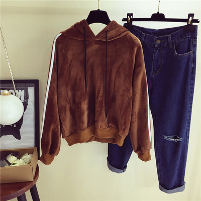 Ежедневен дамски суичер с качулка и дълги връзки-тип анорак,6 цвята