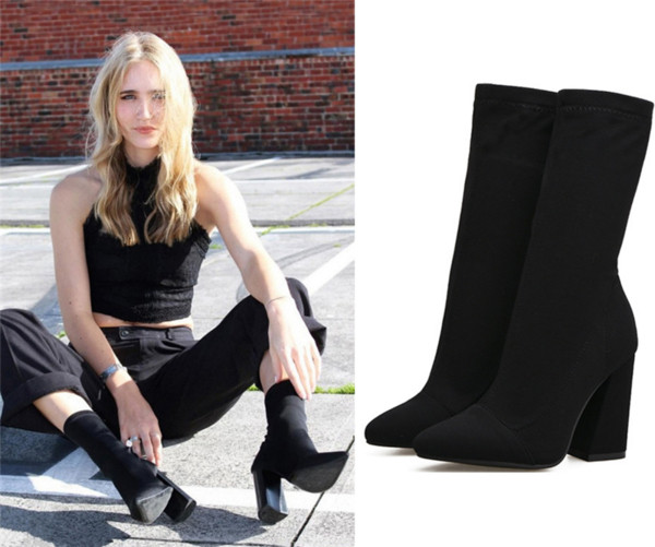 Χειμερινές μπότες κυρίες με ύψος αστραγάλου και παχιά φτέρνα