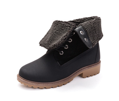 Γυναικείες μοντέρνες μπότες με απαλή ζεστή επένδυση και χοντρή αντιολισθητική σόλα, 2 χρώματα