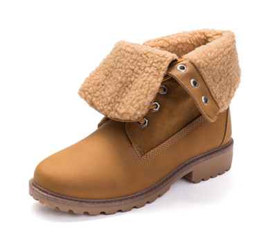 Γυναικείες μοντέρνες μπότες με απαλή ζεστή επένδυση και χοντρή αντιολισθητική σόλα, 2 χρώματα