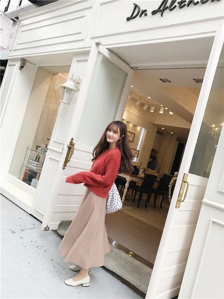 Ежедневен есенно-зимен дамски пуловер с О-образна яка и широки ръкави в два цвята