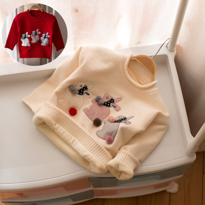 Παιδικό πουλόβερ χειμώνα για τα κορίτσια σε διάφορα χρώματα με διακόσμηση