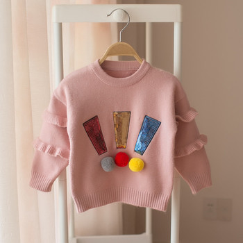Παιδικό πουλόβερ για κορίτσια από ωραία δεμένη με διακόσμηση σε διάφορα χρώματα