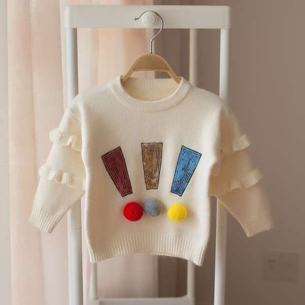 Παιδικό πουλόβερ για κορίτσια από ωραία δεμένη με διακόσμηση σε διάφορα χρώματα
