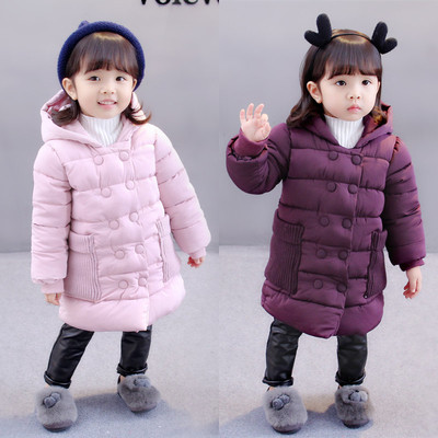 Μακρύ χειμωνιάτικο σακάκι για κορίτσια σε δύο χρώματα με κουκούλα
