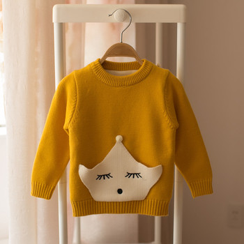 Детски подплатен пуловер за момичета в три цвята с декорация