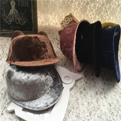 Стилна детска плюшена шапка за момичета с козика и уши в пет цвята