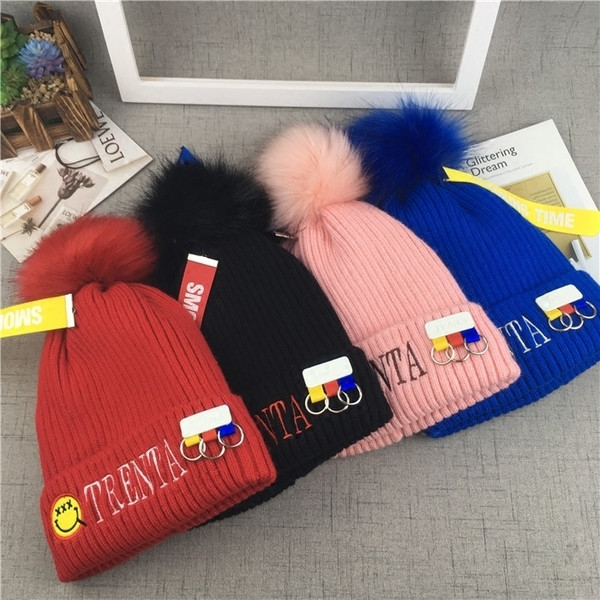 Χειμώνας Καπέλο Unisex για Παιδιά Χειμώνα με επιγραφή και το emoticon και τέσσερα χρώματα