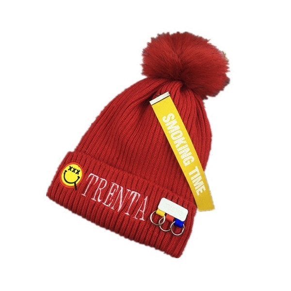 Χειμώνας Καπέλο Unisex για Παιδιά Χειμώνα με επιγραφή και το emoticon και τέσσερα χρώματα