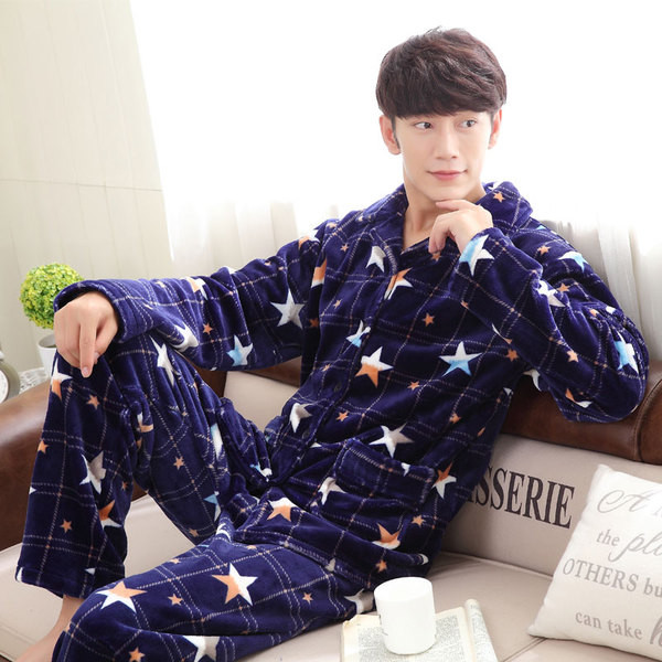 Ανδρικές ζεστές πιτζάμες  σε δύο μέρη σε τέσσερις αποχρώσεις