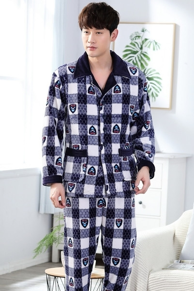 Ανδρικές ζεστές δυο κομμάτια πιτζάμες σε διάφορα μεγέθη