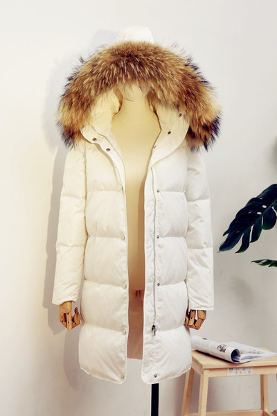 Дамско дълго яке тип "грейка" с мека пухена качулка и топъл пълнеж - 3 цвята