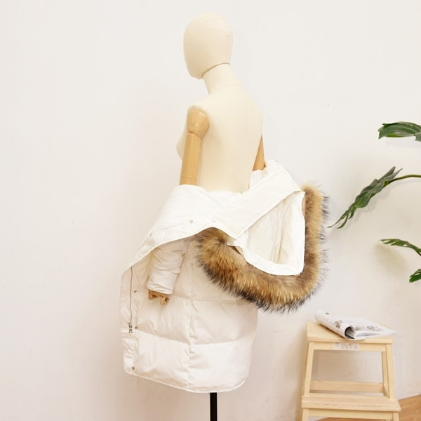 Дамско дълго яке тип "грейка" с мека пухена качулка и топъл пълнеж - 3 цвята