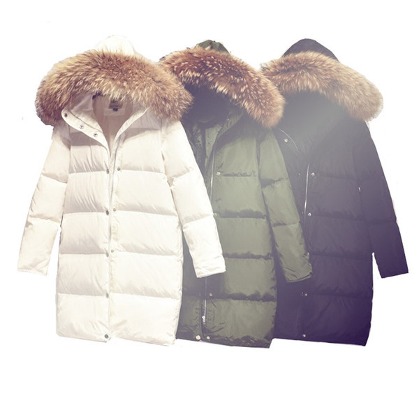 Дамско дълго яке тип "грейка" с мека пухена качулка и топъл пълнеж - 3 цвята