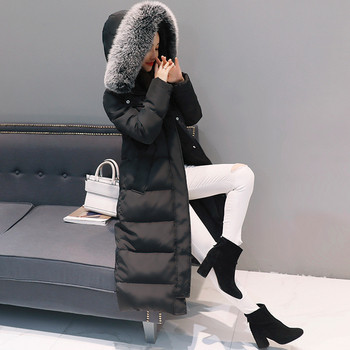Дълго дамско зимно яке с много топъл пълнеж и пухена качулка , 2 цвята