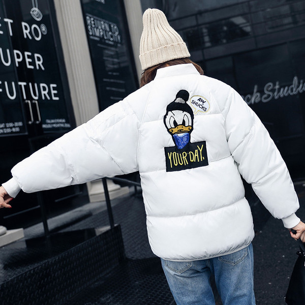 Ежедневно дамско зимно яке с шарена апликация на гърба,6 цвята 