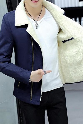 Ανδρικό σακάκι τύπου παλτό με μαλακό μαλλί και πολύ ζεστή επένδυση σε τρία διαφορετικά χρώματα