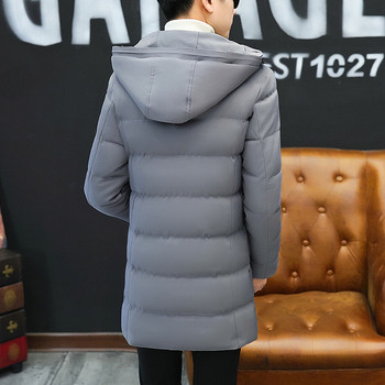 Ανδρικό μακρύ παλτό με κουκούλα σε τρία διαφορετικά χρώματα, κατάλληλο για κρύες χειμωνιάτικες μέρες