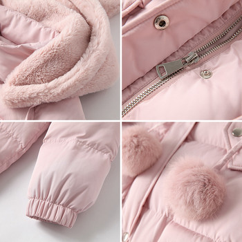 Дамско актуално зимно яке с много интересна качулка със заешки ушички в бебешки розово