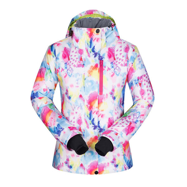 Γυναικεία σακάκια χειμερινά σκι σε ενδιαφέρον σχέδια με αδιάβροχη επιφάνεια