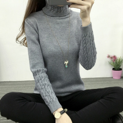 Удобен дамски зимен пуловер с висока яка - различни цветове