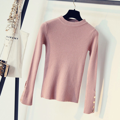 Γυναικείες μπλούζες με μακριά μανίκια και κολάρο σε σχήμα O + λαμπερά μεταλλικά πριτσίνια στο μανίκι