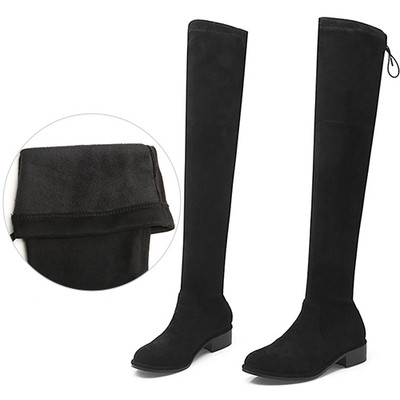 ХИТ! Дамски ботуши с равна подметка и висок дебел ток ,2 модела