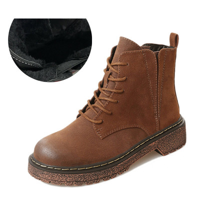 Дамски ежедневни боти с груба неплъзгаща се подметка - ретро стил