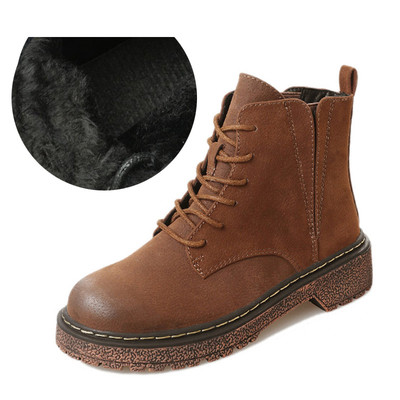 Дамски ежедневни боти с груба неплъзгаща се подметка - ретро стил